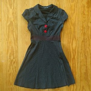 Vintage Style Retro Polkadot Black & White Dress